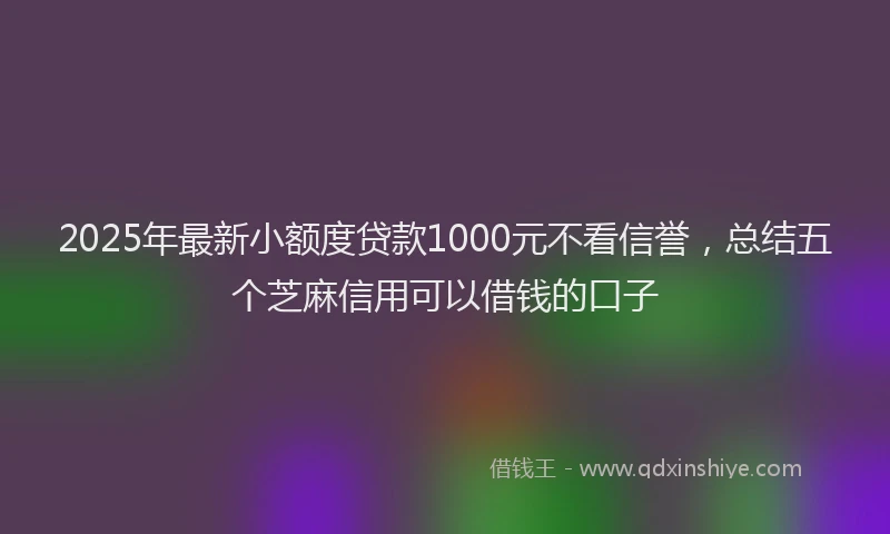 2025年最新小额度贷款1000元不看信誉，总结五个芝麻信用可以借钱的口子