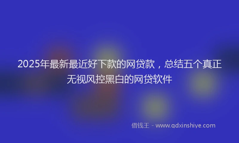 2025年最新最近好下款的网贷款，总结五个真正无视风控黑白的网贷软件