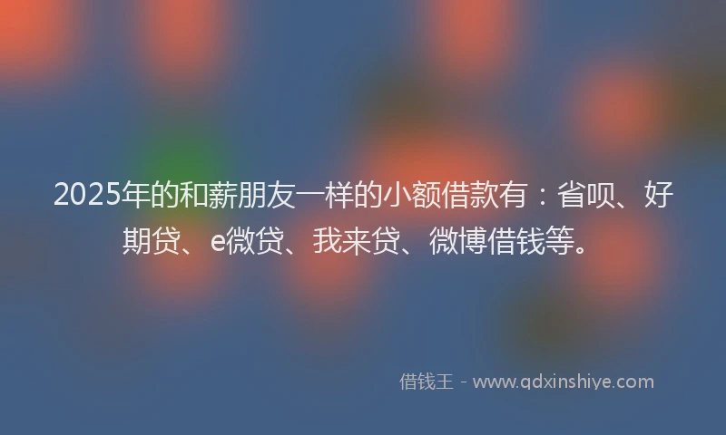 2025年的和薪朋友一样的小额借款有：省呗、好期贷、e微贷、我来贷、微博借钱等。