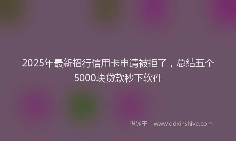 2025年最新招行信用卡申请被拒了，总结五个5000块贷款秒下软件