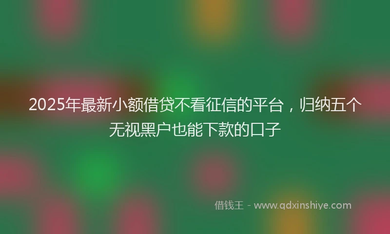 2025年最新小额借贷不看征信的平台，归纳五个无视黑户也能下款的口子