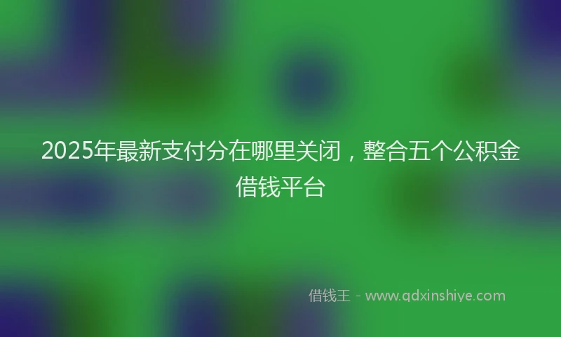 2025年最新支付分在哪里关闭，整合五个公积金借钱平台