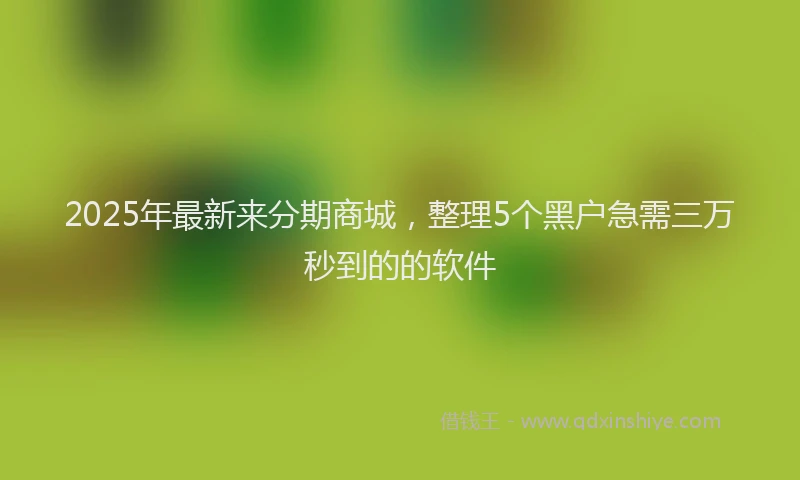 2025年最新来分期商城，整理5个黑户急需三万秒到的的软件