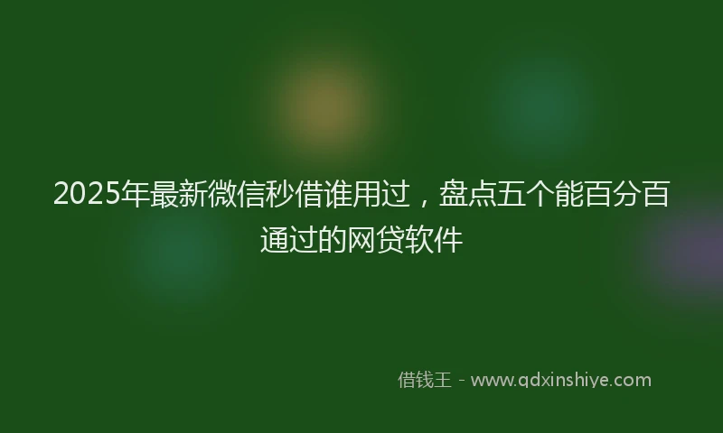 2025年最新微信秒借谁用过，盘点五个能百分百通过的网贷软件