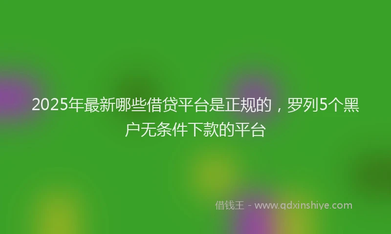 2025年最新哪些借贷平台是正规的，罗列5个黑户无条件下款的平台