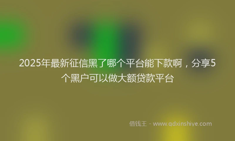 2025年最新征信黑了哪个平台能下款啊，分享5个黑户可以做大额贷款平台
