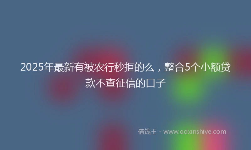 2025年最新有被农行秒拒的么，整合5个小额贷款不查征信的口子