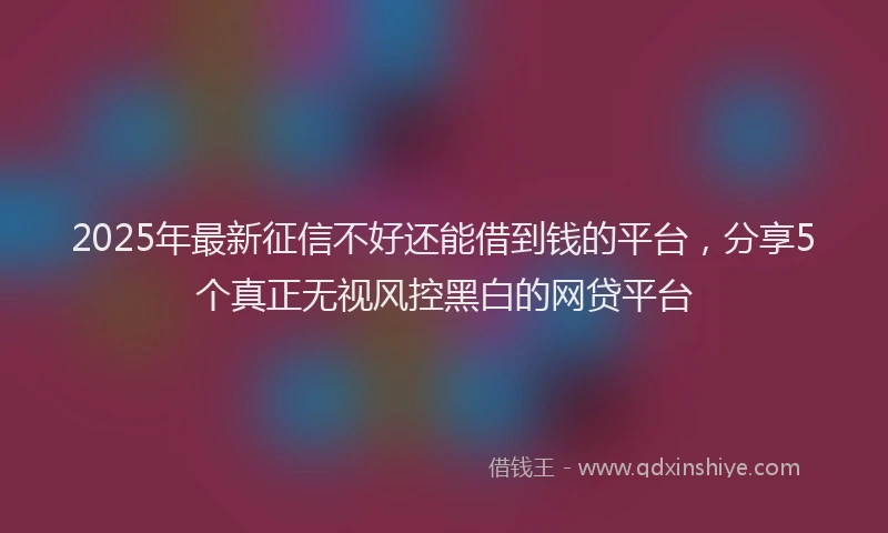 2025年最新征信不好还能借到钱的平台，分享5个真正无视风控黑白的网贷平台