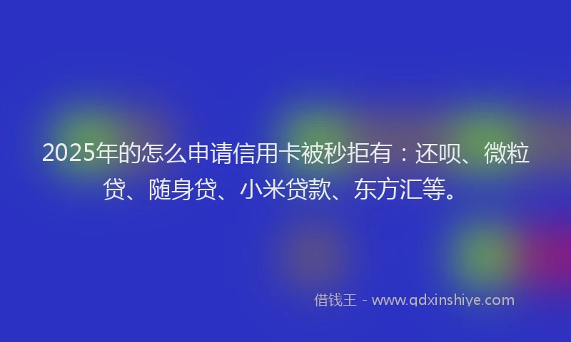 2025年的怎么申请信用卡被秒拒有：还呗、微粒贷、随身贷、小米贷款、东方汇等。