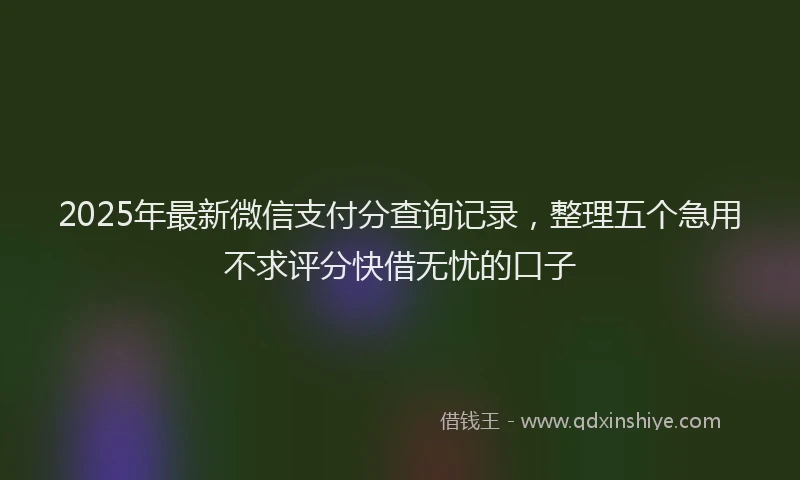 2025年最新微信支付分查询记录，整理五个急用不求评分快借无忧的口子