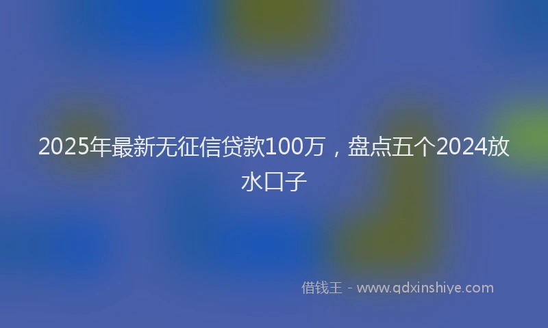 2025年最新无征信贷款100万，盘点五个2024放水口子