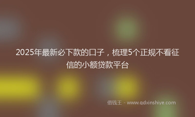 2025年最新必下款的口子，梳理5个正规不看征信的小额贷款平台