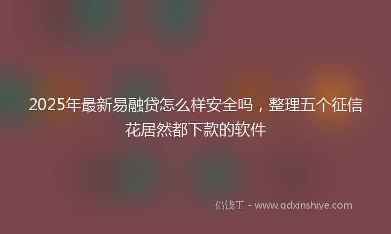 2025年最新易融贷怎么样安全吗，整理五个征信花居然都下款的软件
