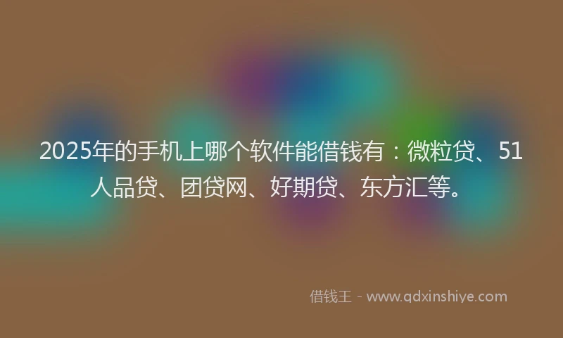 2025年的手机上哪个软件能借钱有：微粒贷、51人品贷、团贷网、好期贷、东方汇等。