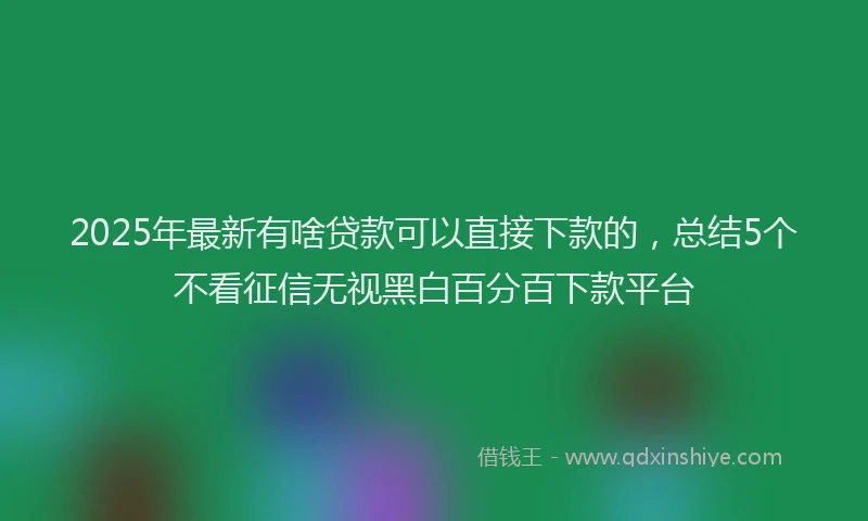 2025年最新有啥贷款可以直接下款的，总结5个不看征信无视黑白百分百下款平台