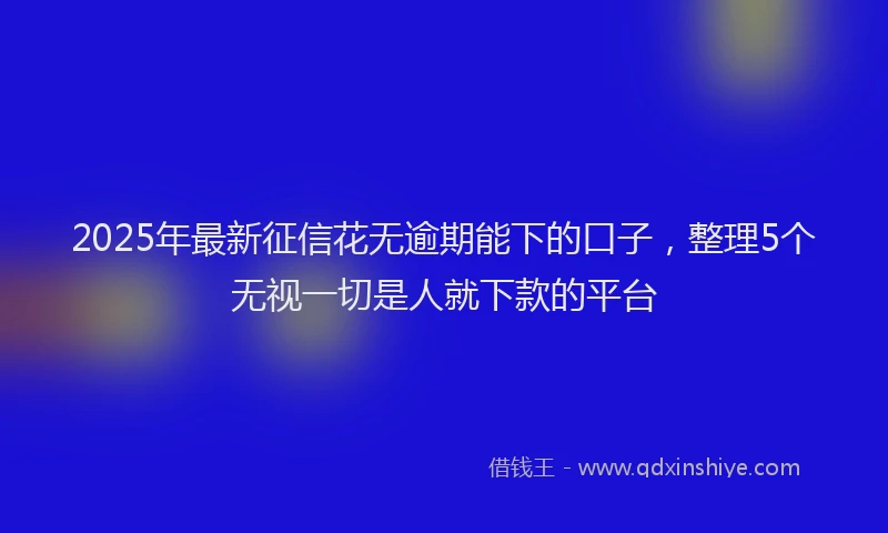 2025年最新征信花无逾期能下的口子，整理5个无视一切是人就下款的平台
