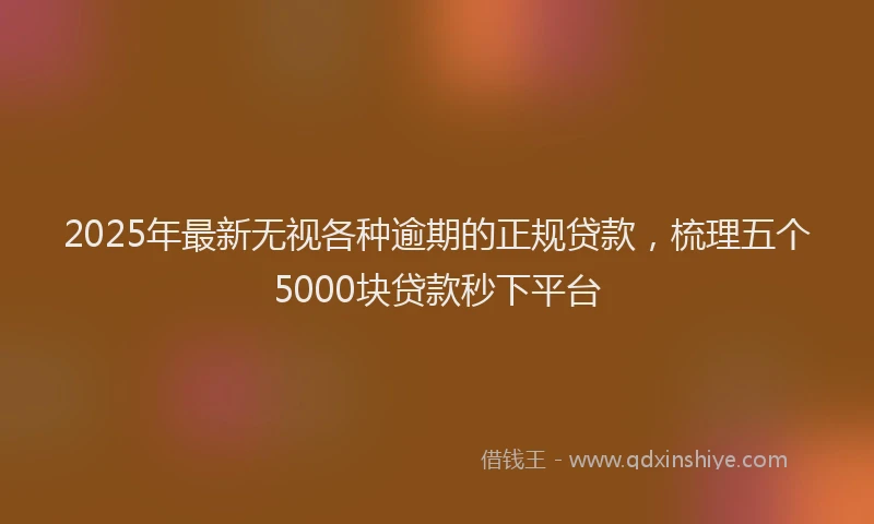 2025年最新无视各种逾期的正规贷款，梳理五个5000块贷款秒下平台