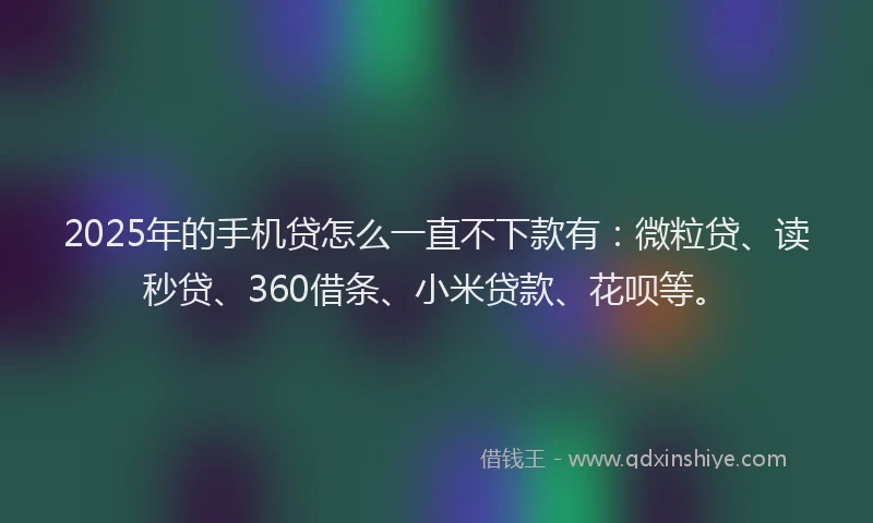 2025年的手机贷怎么一直不下款有：微粒贷、读秒贷、360借条、小米贷款、花呗等。