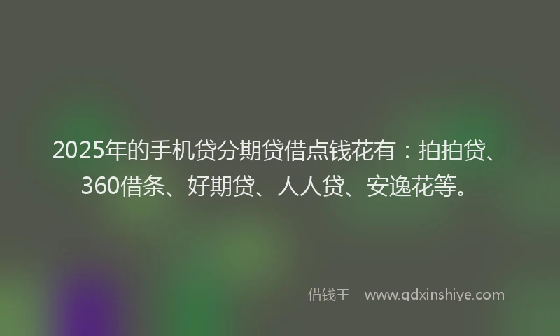 2025年的手机贷分期贷借点钱花有：拍拍贷、360借条、好期贷、人人贷、安逸花等。
