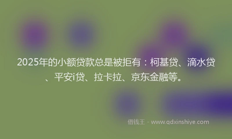 2025年的小额贷款总是被拒有：柯基贷、滴水贷、平安i贷、拉卡拉、京东金融等。