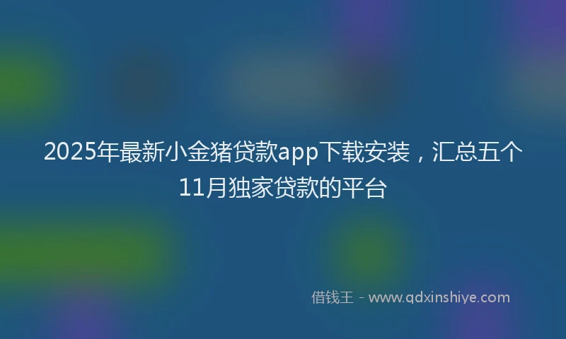2025年最新小金猪贷款app下载安装，汇总五个11月独家贷款的平台