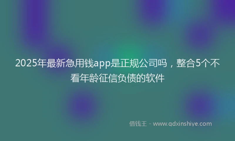 2025年最新急用钱app是正规公司吗，整合5个不看年龄征信负债的软件