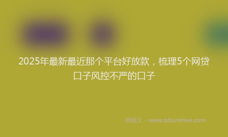 2025年最新最近那个平台好放款，梳理5个网贷口子风控不严的口子
