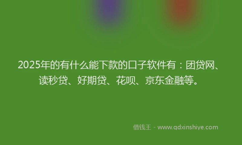 2025年的有什么能下款的口子软件有：团贷网、读秒贷、好期贷、花呗、京东金融等。