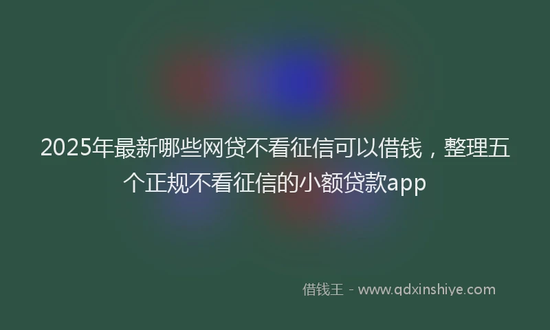 2025年最新哪些网贷不看征信可以借钱，整理五个正规不看征信的小额贷款app