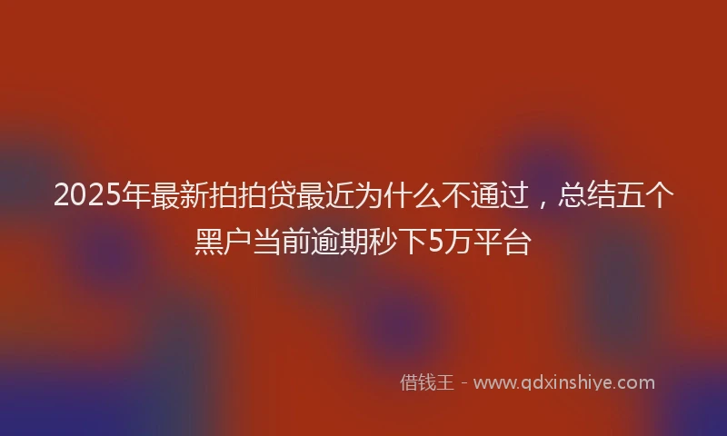 2025年最新拍拍贷最近为什么不通过，总结五个黑户当前逾期秒下5万平台