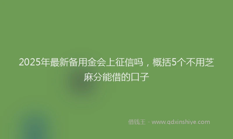 2025年最新备用金会上征信吗，概括5个不用芝麻分能借的口子