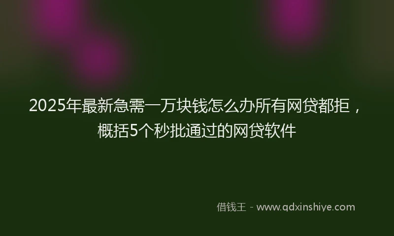 2025年最新急需一万块钱怎么办所有网贷都拒，概括5个秒批通过的网贷软件