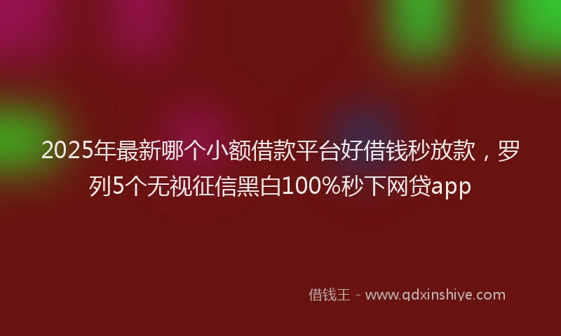 2025年最新哪个小额借款平台好借钱秒放款，罗列5个无视征信黑白100%秒下网贷app