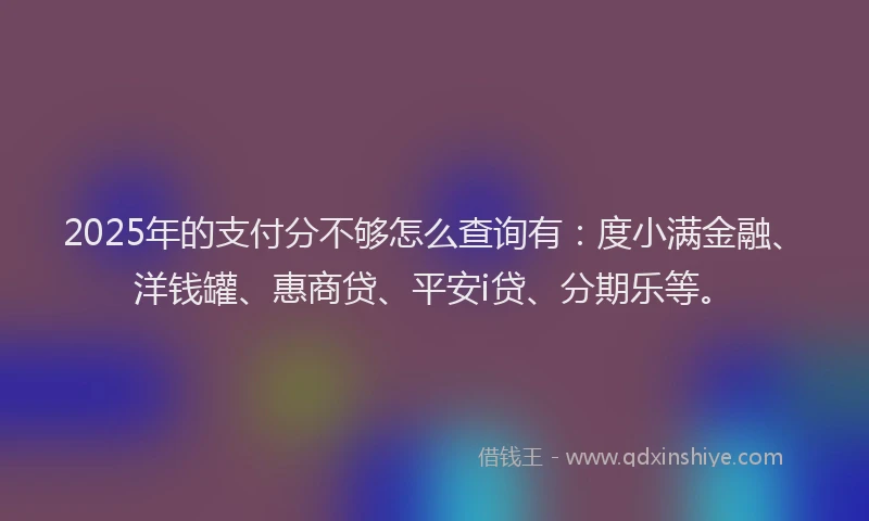 2025年的支付分不够怎么查询有：度小满金融、洋钱罐、惠商贷、平安i贷、分期乐等。