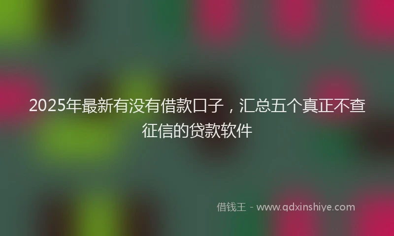 2025年最新有没有借款口子，汇总五个真正不查征信的贷款软件