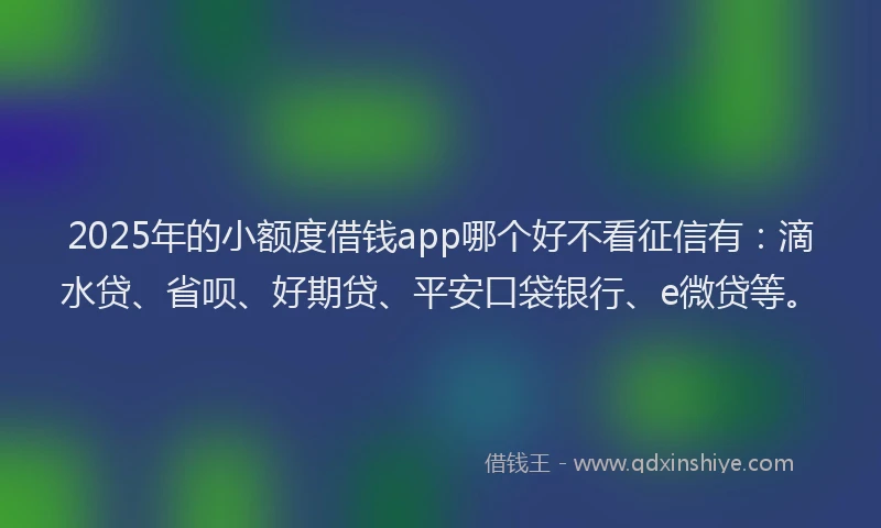 2025年的小额度借钱app哪个好不看征信有：滴水贷、省呗、好期贷、平安口袋银行、e微贷等。