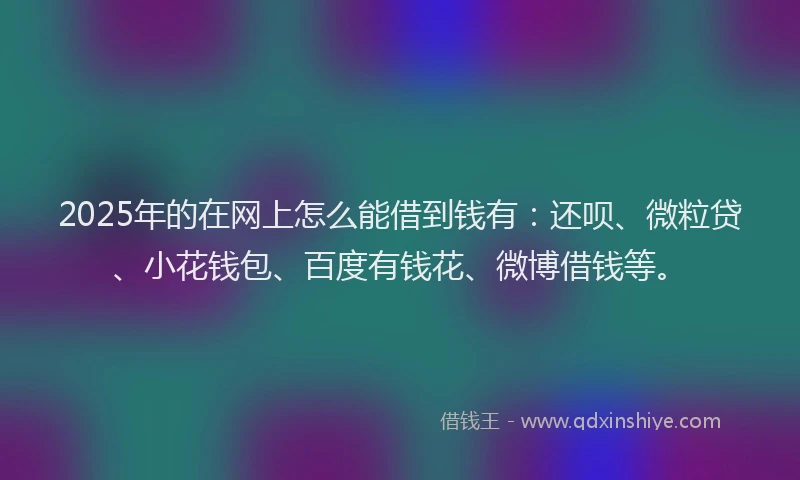 2025年的在网上怎么能借到钱有：还呗、微粒贷、小花钱包、百度有钱花、微博借钱等。