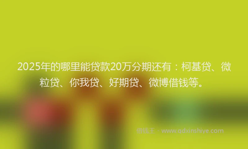 2025年的哪里能贷款20万分期还有：柯基贷、微粒贷、你我贷、好期贷、微博借钱等。