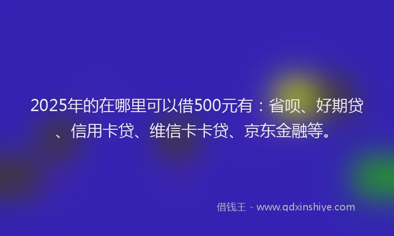 2025年的在哪里可以借500元有：省呗、好期贷、信用卡贷、维信卡卡贷、京东金融等。