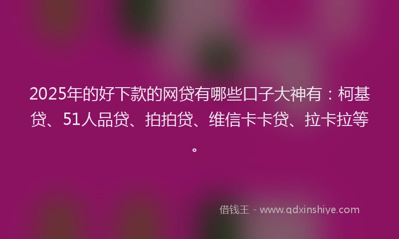 2025年的好下款的网贷有哪些口子大神有：柯基贷、51人品贷、拍拍贷、维信卡卡贷、拉卡拉等。