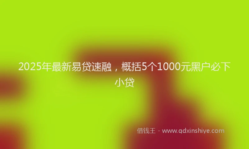 2025年最新易贷速融，概括5个1000元黑户必下小贷
