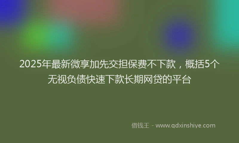 2025年最新微享加先交担保费不下款，概括5个无视负债快速下款长期网贷的平台