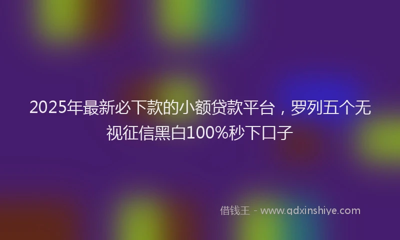 2025年最新必下款的小额贷款平台，罗列五个无视征信黑白100%秒下口子
