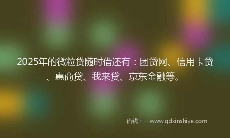 2025年的微粒贷随时借还有：团贷网、信用卡贷、惠商贷、我来贷、京东金融等。