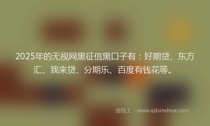 2025年的无视网黑征信黑口子有：好期贷、东方汇、我来贷、分期乐、百度有钱花等。
