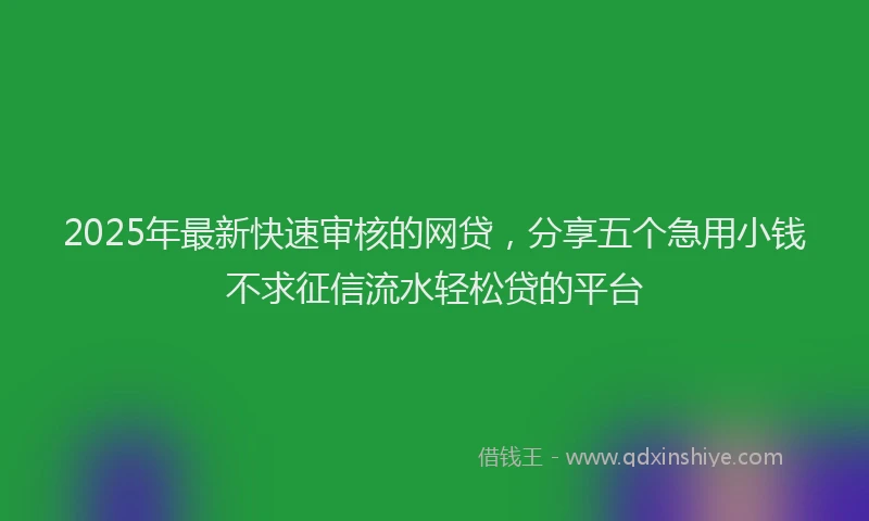 2025年最新快速审核的网贷，分享五个急用小钱不求征信流水轻松贷的平台
