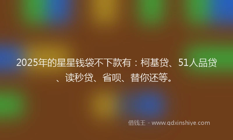 2025年的星星钱袋不下款有：柯基贷、51人品贷、读秒贷、省呗、替你还等。