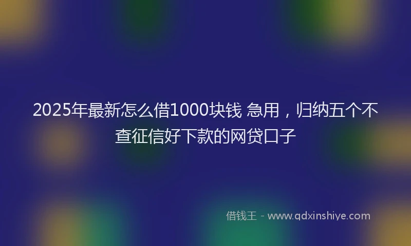 2025年最新怎么借1000块钱 急用，归纳五个不查征信好下款的网贷口子