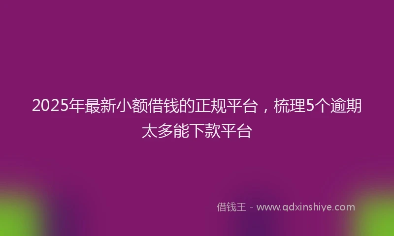 2025年最新小额借钱的正规平台，梳理5个逾期太多能下款平台
