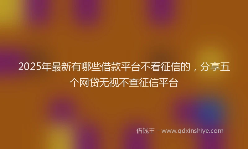 2025年最新有哪些借款平台不看征信的，分享五个网贷无视不查征信平台